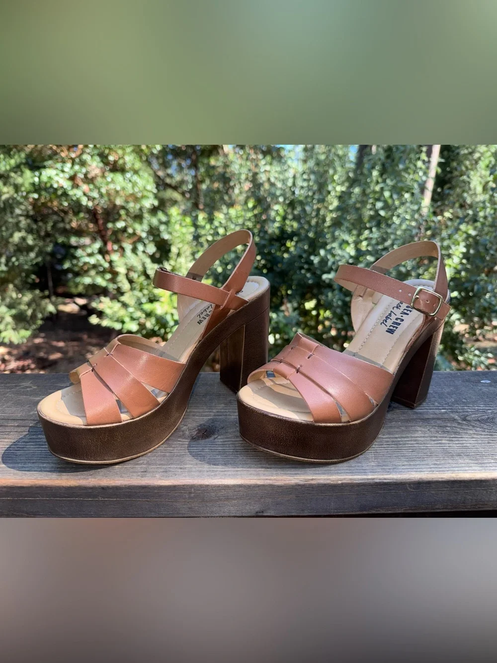 Chelsea Crew Platform Block Heel Sandals in Brown-Tan